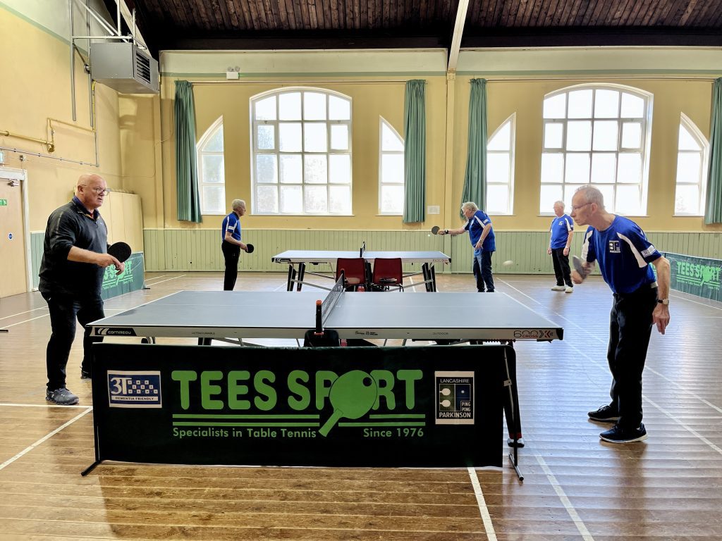 Don Parker playing table tennis at Leyland