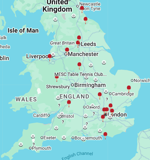 screenshot of the where I can play map for Parkinson's groups